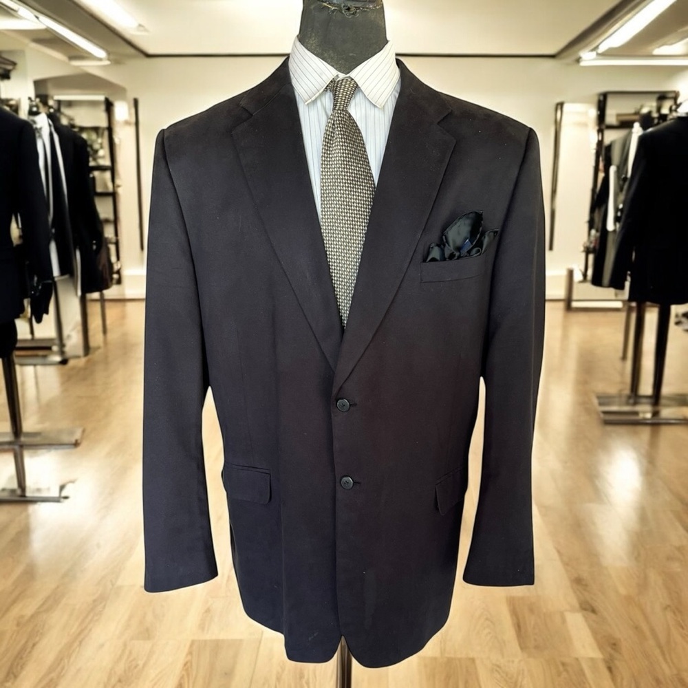 Classic Black Wool Sport Coat with Notch Lapels☑️VEN50